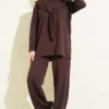 Shoulder Lace Scarf Two-Piece Set Brown