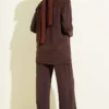 Shoulder Lace Scarf Two-Piece Set Brown – Bild 3