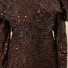 ⁦Shoulder Detail Sequin Evening Dress Brown⁩ - الصورة ⁦4⁩