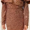 ⁦Shoulder Detail Sequin Evening Dress⁩ - الصورة ⁦4⁩