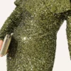 Shoulder Detail Sequin Evening Dress Khaki - Image 3