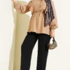 Ruffled Shoulder Tie Waist Shirt - Afbeelding 2