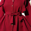 Buttoned Two-Piece Set with Ruffled Shoulder Detail Burgundy - Image 4