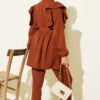 Buttoned Two-Piece Set with Ruffled Shoulder Detail Brown - Image 3