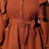 Buttoned Two-Piece Set with Ruffled Shoulder Detail Brown - Image 4