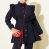 Buttoned Two-Piece Set with Ruffled Shoulder Detail Navy Blue - الصورة 2