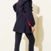 Buttoned Two-Piece Set with Ruffled Shoulder Detail Navy Blue - الصورة 3