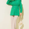 Ruffled Shoulder Belted Shirt Green - immagine 2