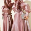 Shoulder Bow Elegant Evening Dress Powder Pink - Imagen 2