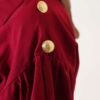 Striped Balloon Sleeve Waist Elastic Tunic Burgundy - Afbeelding 4
