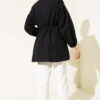 Striped Balloon Sleeve Waist Elastic Tunic Black – Image 3