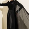 Shoulder Cape Embellished Evening Dress Black – Bild 2