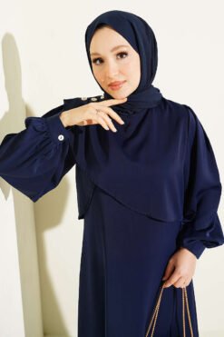 Alternative view of Shoulder Pleated Detail Dress Navy Blue
