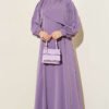 Shoulder Pleated Detail Dress Lilac