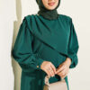 Shoulder Pleated Detail Dress Green – Bild 2