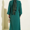 Shoulder Pleated Detail Dress Green – Bild 3