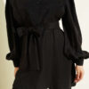 Shoulder Pleated Belted Tencel Two-Piece Set Black – Image 4