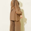 Shoulder Pleated Belted Tencel Two-Piece Set Mink – Bild 3