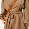 Shoulder Pleated Belted Tencel Two-Piece Set Mink – Bild 4