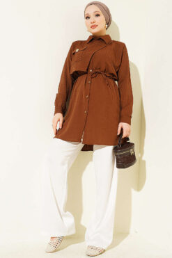 Alternative view of Shoulder Buttoned Pocket Shirt Brown
