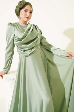 Alternative view of Off-Shoulder Satin Evening Gown with Cape Hazel