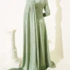 Off-Shoulder Satin Evening Gown with Cape Hazel - Imagen 3