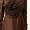 Off-Shoulder Satin Evening Gown with Cape Brown - Imagen 4