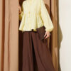 Short Shirt with Lace Trim Yellow - Imagen 2