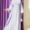 Dress with Stitch Detail and Tie Neckline Lilac