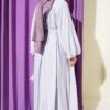 Dress with Stitch Detail and Tie Neckline Lilac – Bild 3