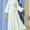 Dress with Stitch Detail and Tie Neckline Mint