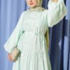 Dress with Stitch Detail and Tie Neckline Mint – Bild 2