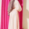 Dress with Stitch Detail and Tie Neckline Powder Pink – Bild 3