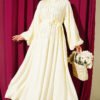 Dress with Stitch Detail and Tie Neckline Yellow