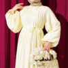 Dress with Stitch Detail and Tie Neckline Yellow - Image 2