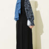 Embroidered Front Detail Dress with Ankle Lace Trim Indigo – Image 3