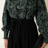Embroidered Front Detail Dress with Ankle Lace Trim Green – Image 4
