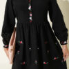 Embroidered Front Half-Button Tunic Black – Image 4