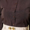 Short Shirt with Front Ribbed Detail Dark Brown - Image 4