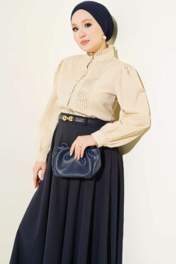 Alternative view of Short Shirt with Front Ribbed Detail Beige