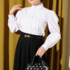 Short Shirt with Front Ribbed Detail White