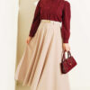 Short Shirt with Front Ribbed Detail Burgundy – Bild 2