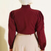 Short Shirt with Front Ribbed Detail Burgundy – Bild 3