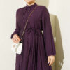 Buttoned Dress with Ribbed Front Plum - الصورة 2