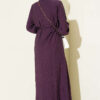 Buttoned Dress with Ribbed Front Plum - الصورة 3