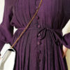 Buttoned Dress with Ribbed Front Plum - الصورة 4