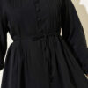 Pleated Front Terikoton Shirt Black – Image 4