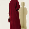 Knitted Drawstring Long Knit Cardigan Burgundy - Afbeelding 3