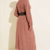 Knitted Drawstring Long Knit Cardigan Rose Dust - Image 3