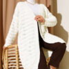 Knit Pattern Detailed Cardigan Ecru - Image 2